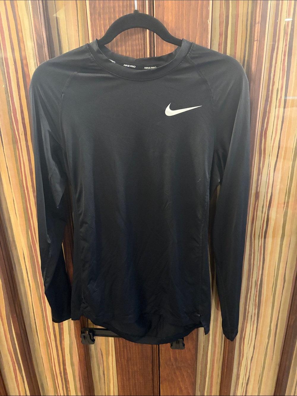 Nike Black Long-Sleeve Training Top with White Swoosh